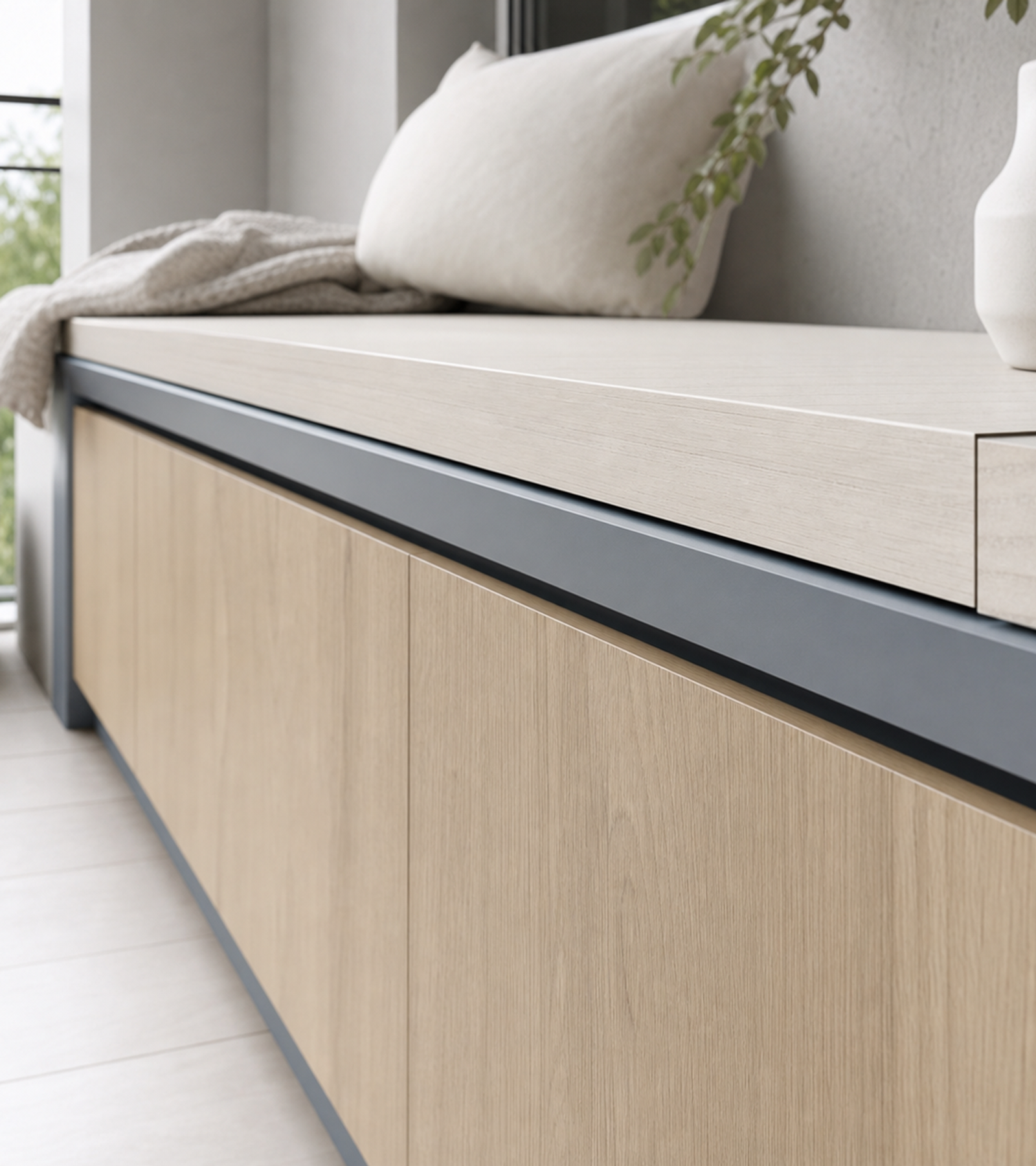 Fadior Soleil Balcony Suite with Folding Citrus Tea Bar — close-up of stainless steel finish and hardware detail