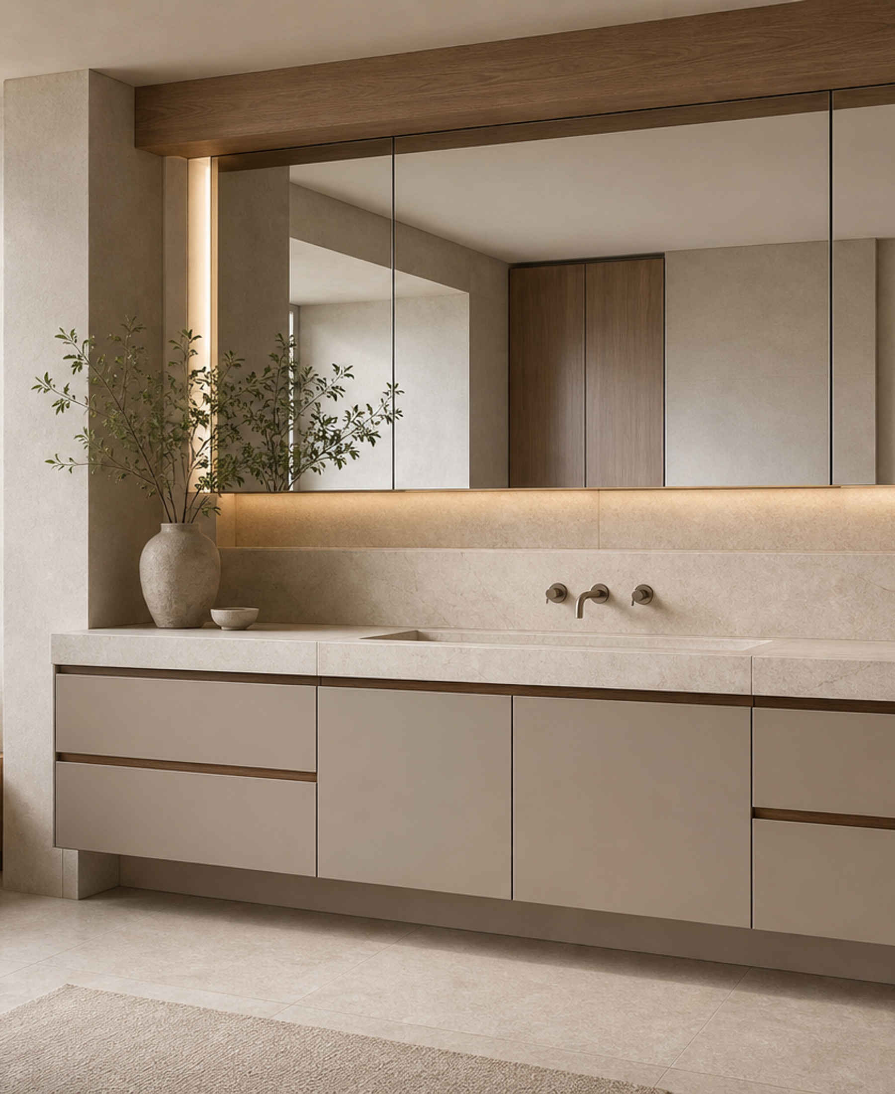 Fadior Voyage Bath Vanity Suite with Pearl Reed Wash Alcove — 304 stainless steel bath and vanity system, front view