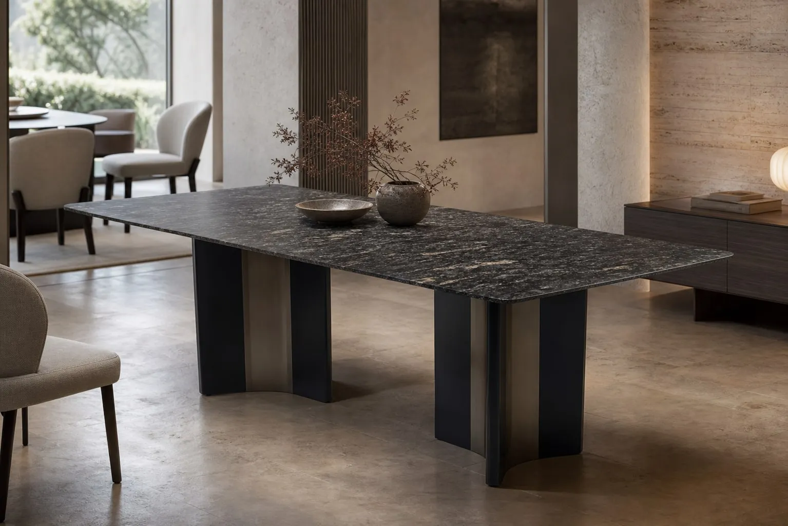 Arched-Column Marble Dining Table 140×80 cm
