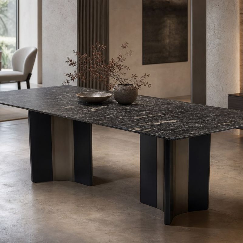 Stone-Top Marble Dining Table (Natural luxury stone) styled in a FADIOR HOME interior setting