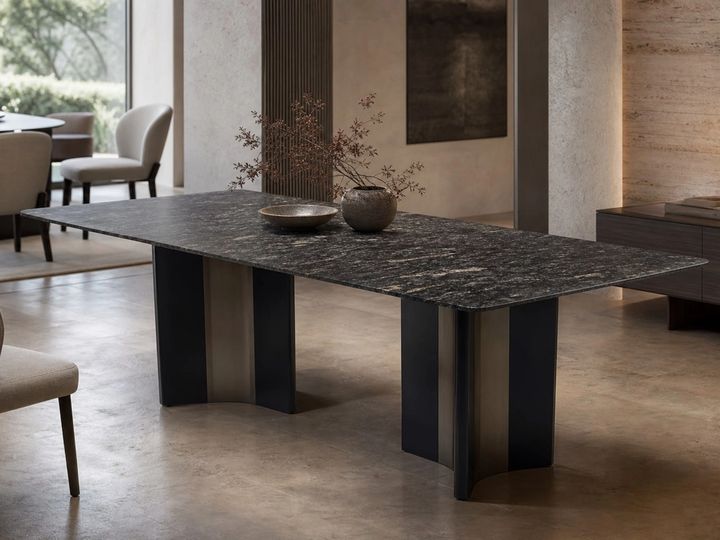 Stone-Top Marble Dining Table 140x80 styled in a FADIOR HOME interior setting