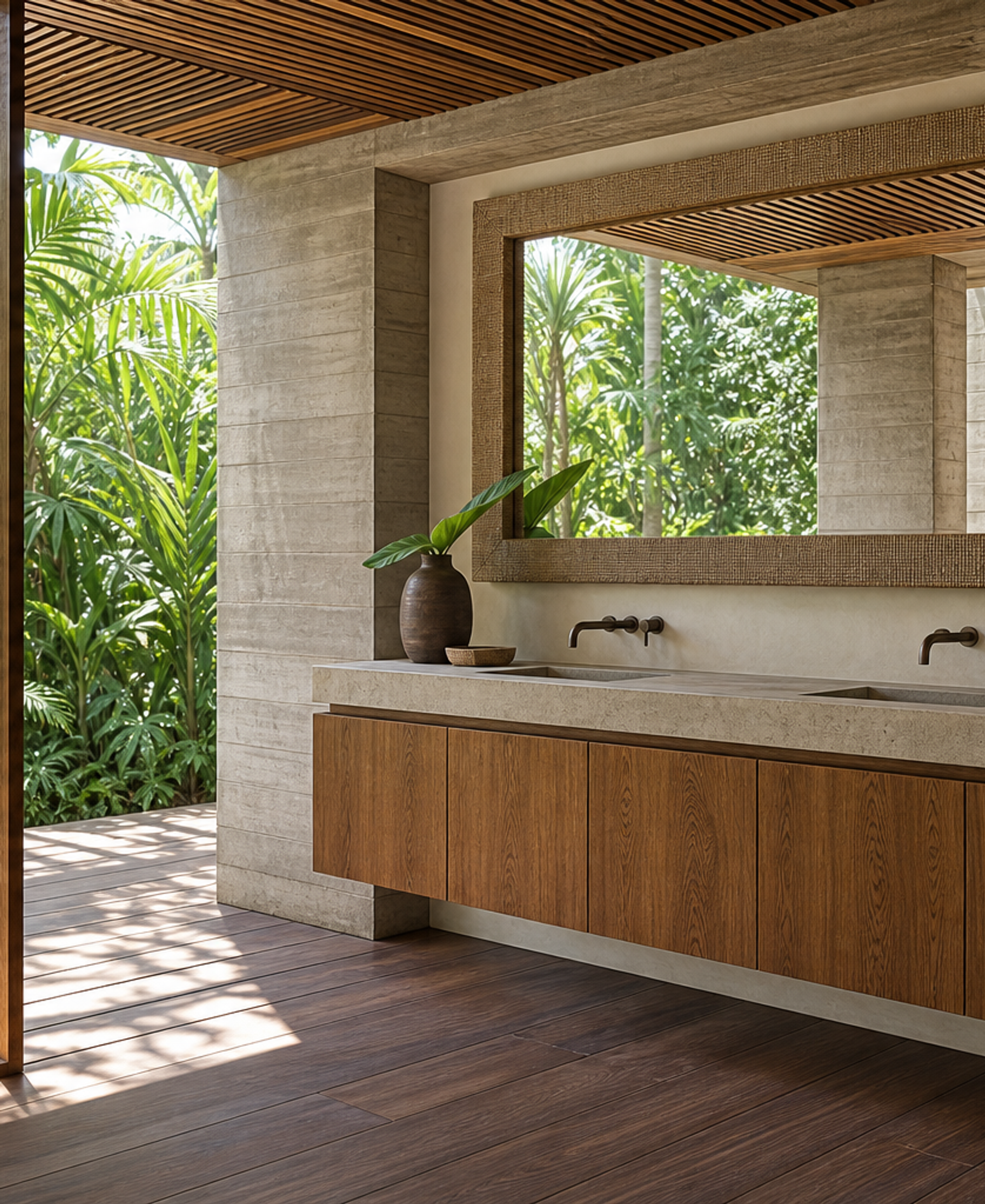 Fadior Ethereal Bath and Vanity Suite with Floating Veil Basin Wall — 304 stainless steel bath and vanity system, front view