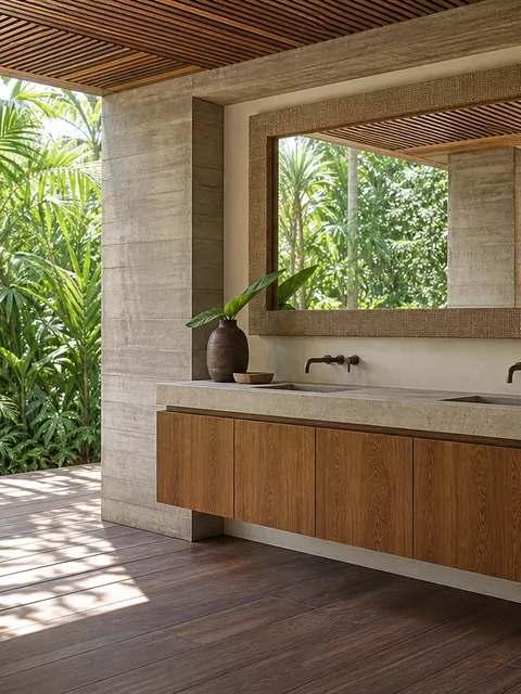 Suite de Baño y Tocador Ethereal con Pared de Lavabo Flotante Veil