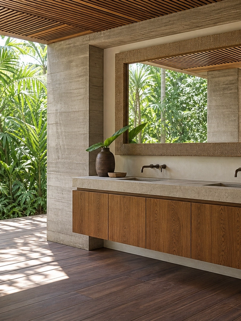 Fadior Ethereal Bath and Vanity Suite with Floating Veil Basin Wall — 304 stainless steel bath and vanity system, front view