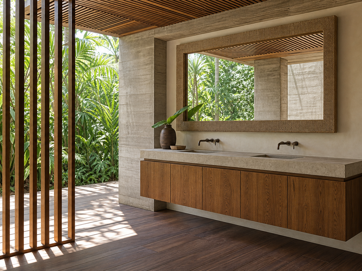Fadior Ethereal Bath and Vanity Suite with Floating Veil Basin Wall — 304 stainless steel bath and vanity system, front view