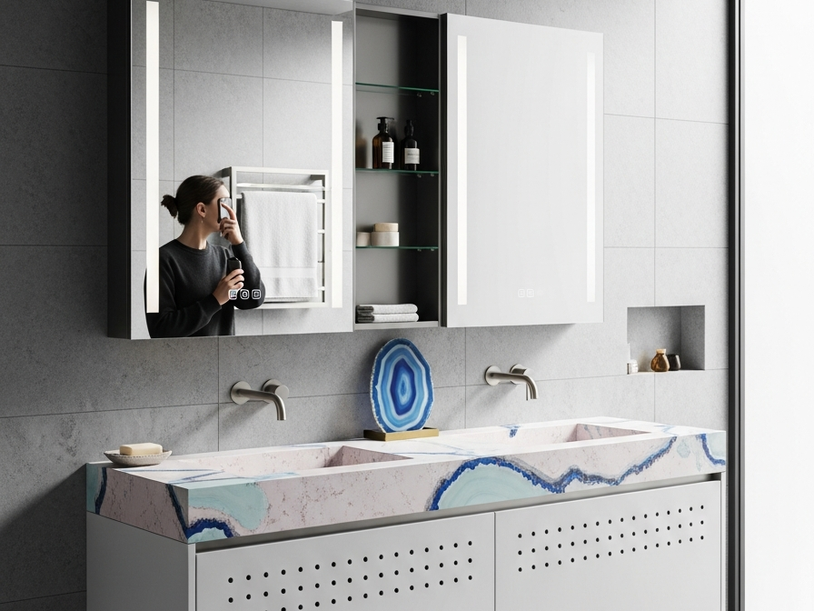 Fadior Acqua Bath and Vanity Suite — 304 stainless steel bath and vanity system, front view