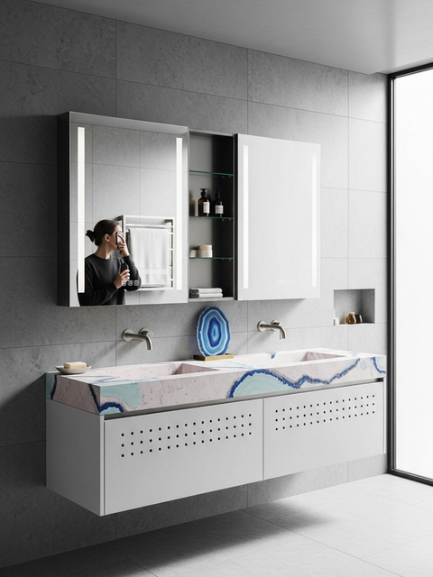 Fadior Acqua Bath and Vanity Suite — 304 stainless steel bath and vanity system, front view
