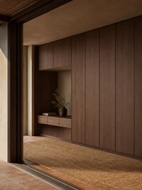 Fadior Elementum Floating Shelf Dressing Wall — 304 stainless steel wardrobe system, front view