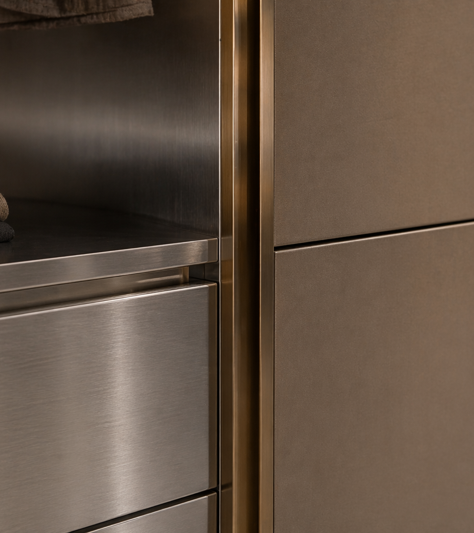 Fadior Brera Wardrobe Suite — close-up of stainless steel finish and hardware detail