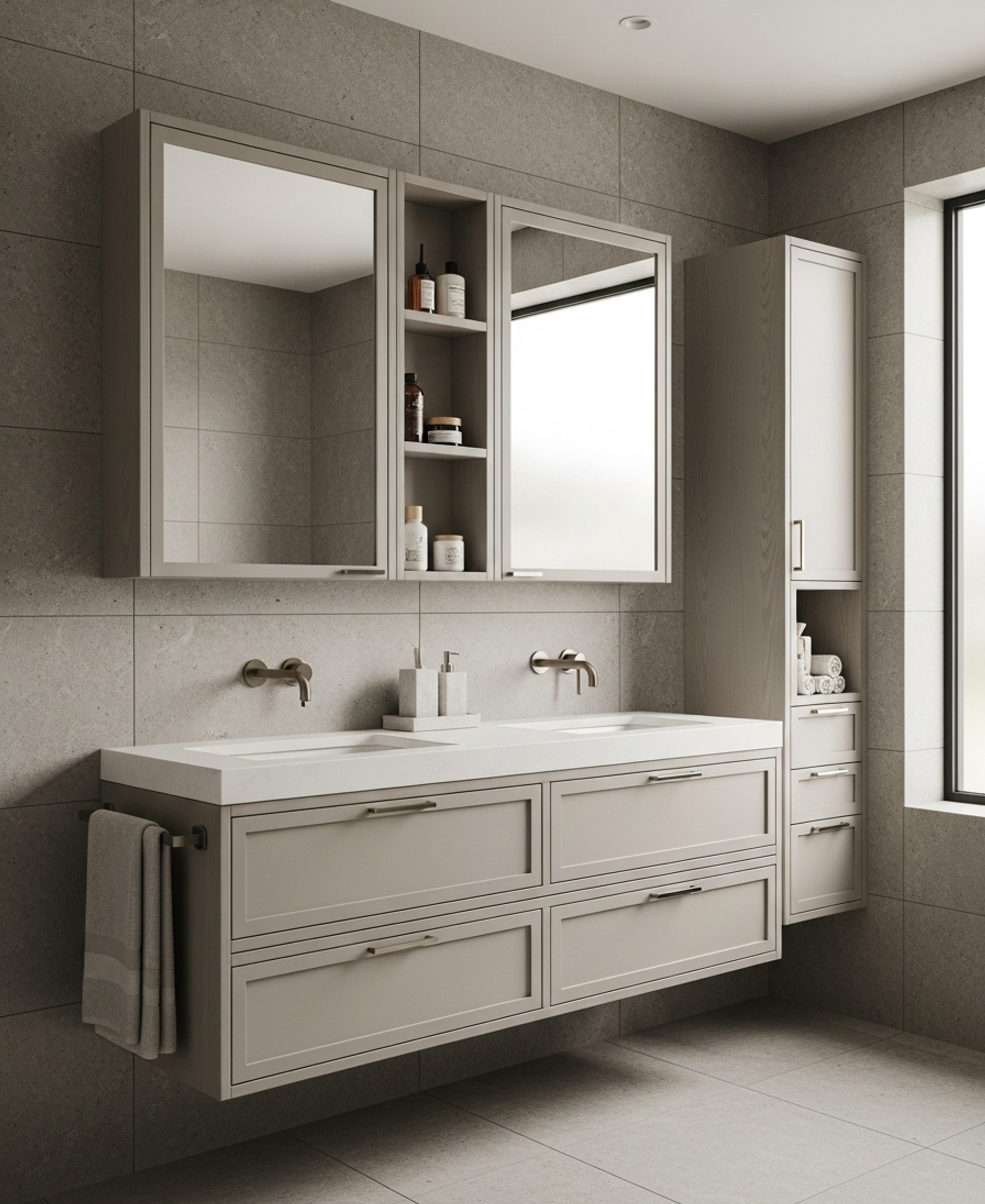 Fadior Acqua Clerestory Vanity — 304 stainless steel bath and vanity system, front view