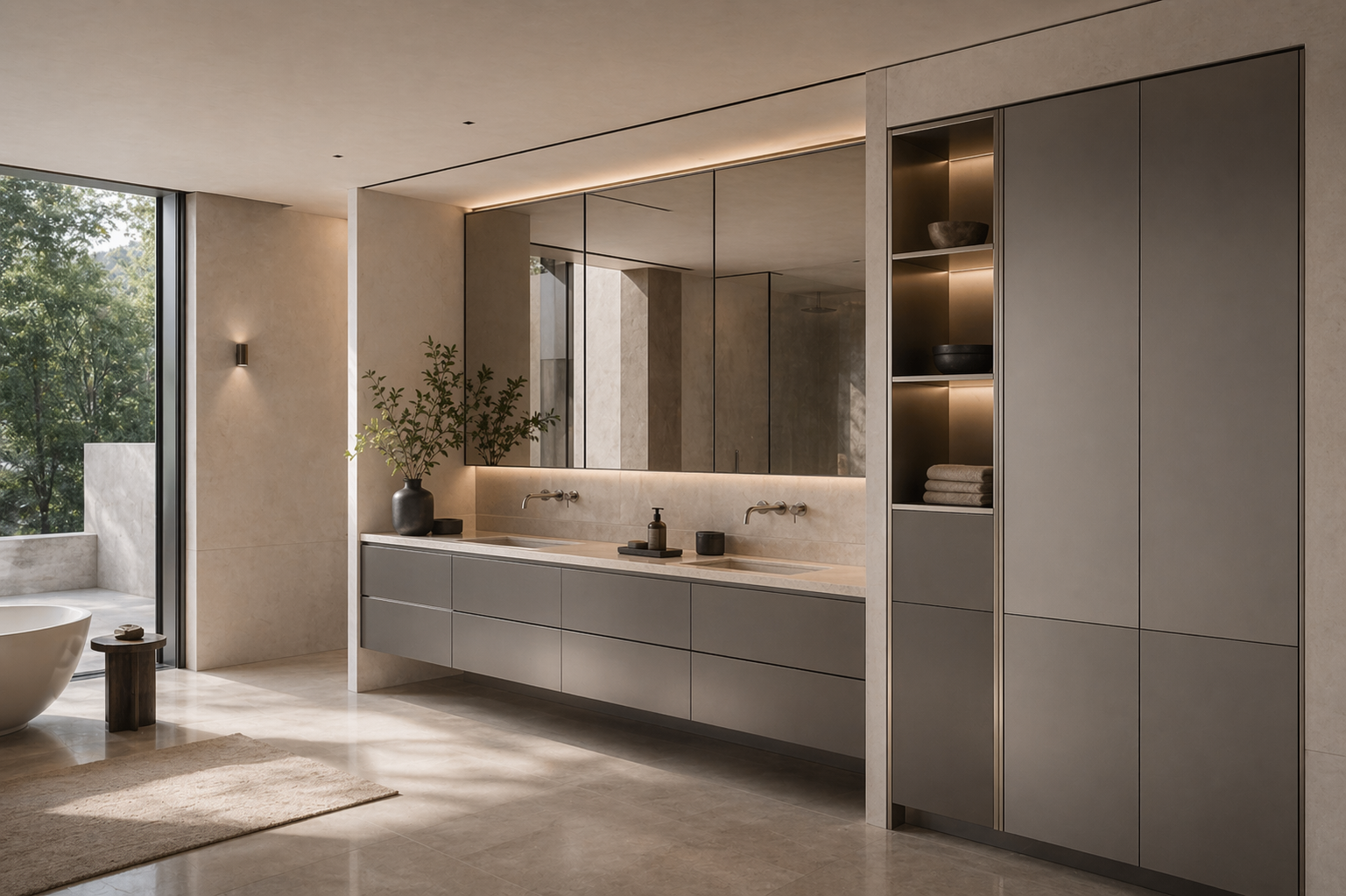 Fadior Acqua Bath And Vanity Suite — 304 stainless steel bath and vanity system, front view