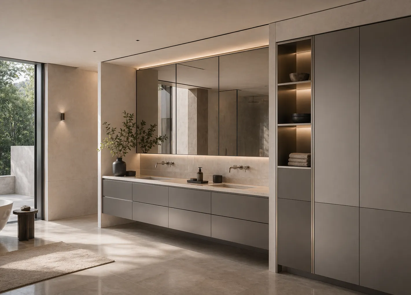 Fadior Acqua Bath And Vanity Suite — 304 stainless steel bath and vanity system, front view