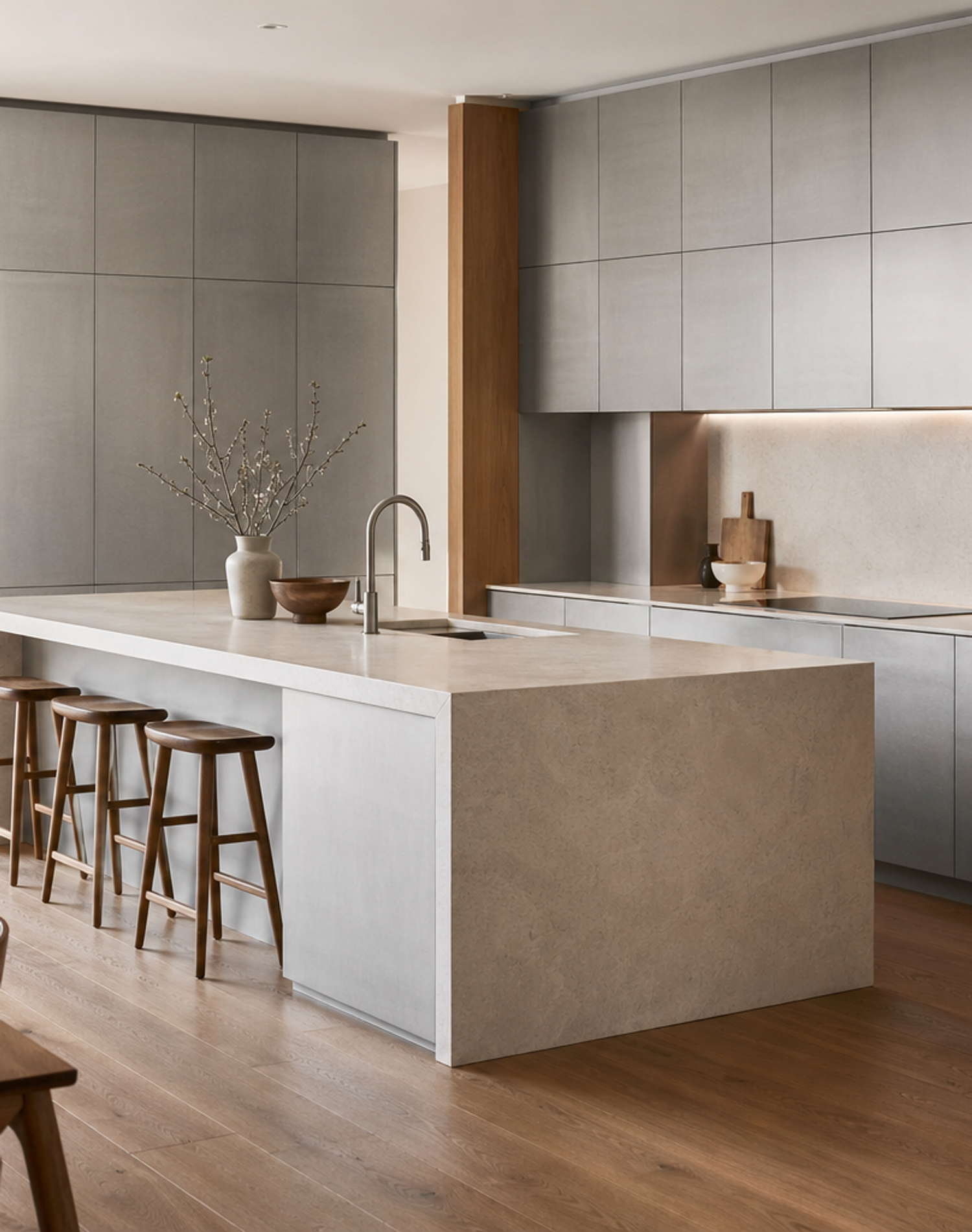Fadior Silkstone Kitchen Suite with Apron Island Axis — lifestyle setting with natural light and residential styling