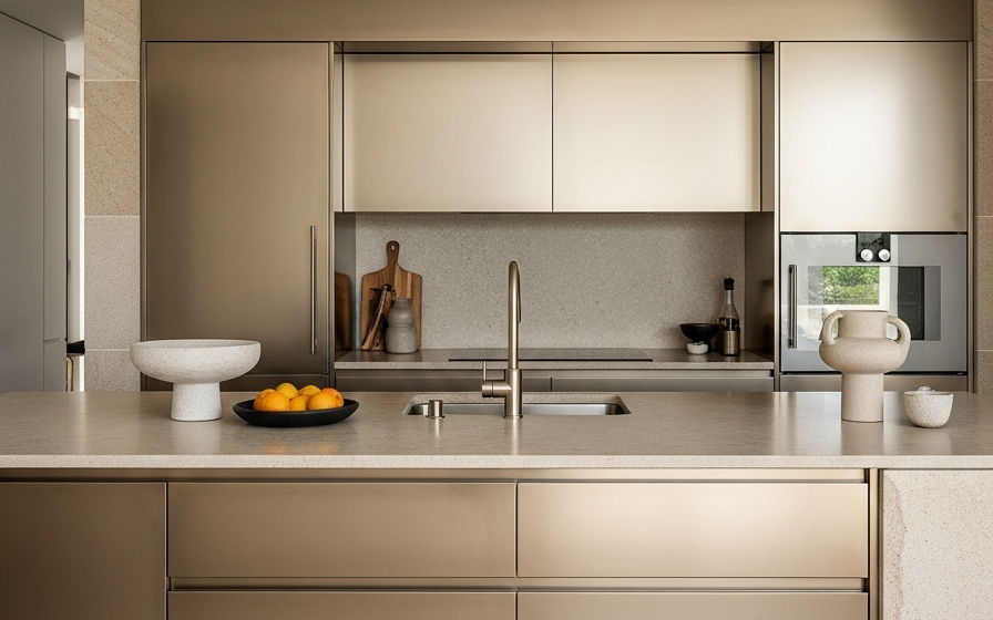 Fadior Sydney Harbour Villa — 304 stainless steel kitchen system, architectural view