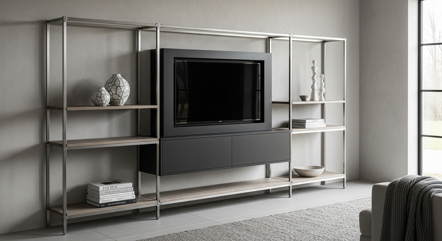 Fadior Essence Media Console — lifestyle setting with natural light and residential styling