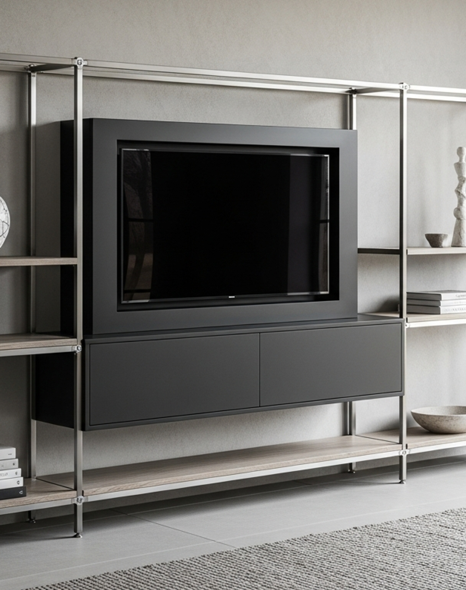 Fadior Essence Media Console — lifestyle setting with natural light and residential styling