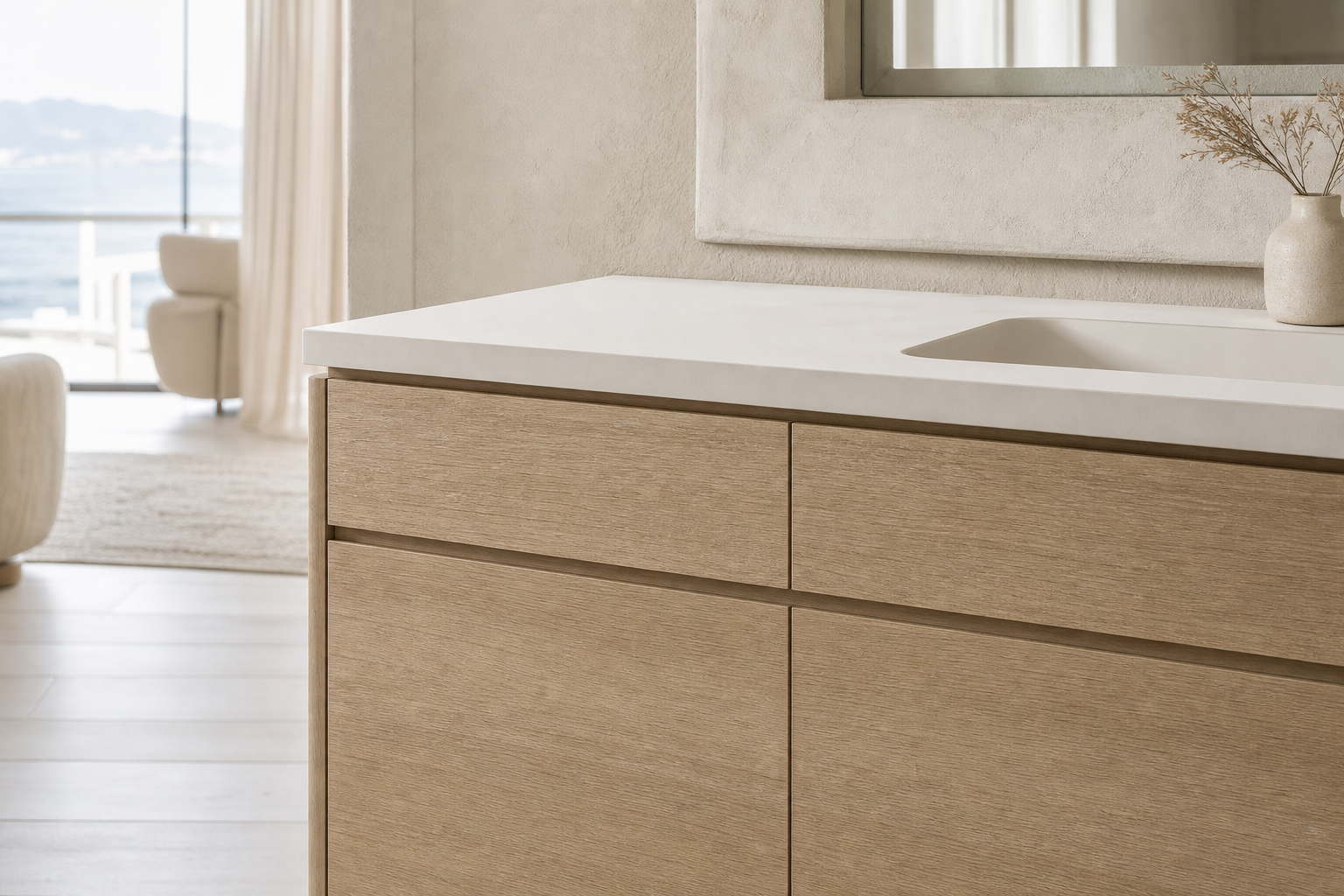 Fadior Verve Bath and Vanity Suite with Casa Italia Basin Salon — close-up of stainless steel finish and hardware detail