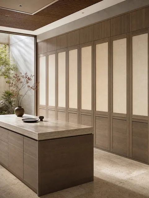 Suite de Armario Radiance con Galería de Paneles Iluminados para Vestidor