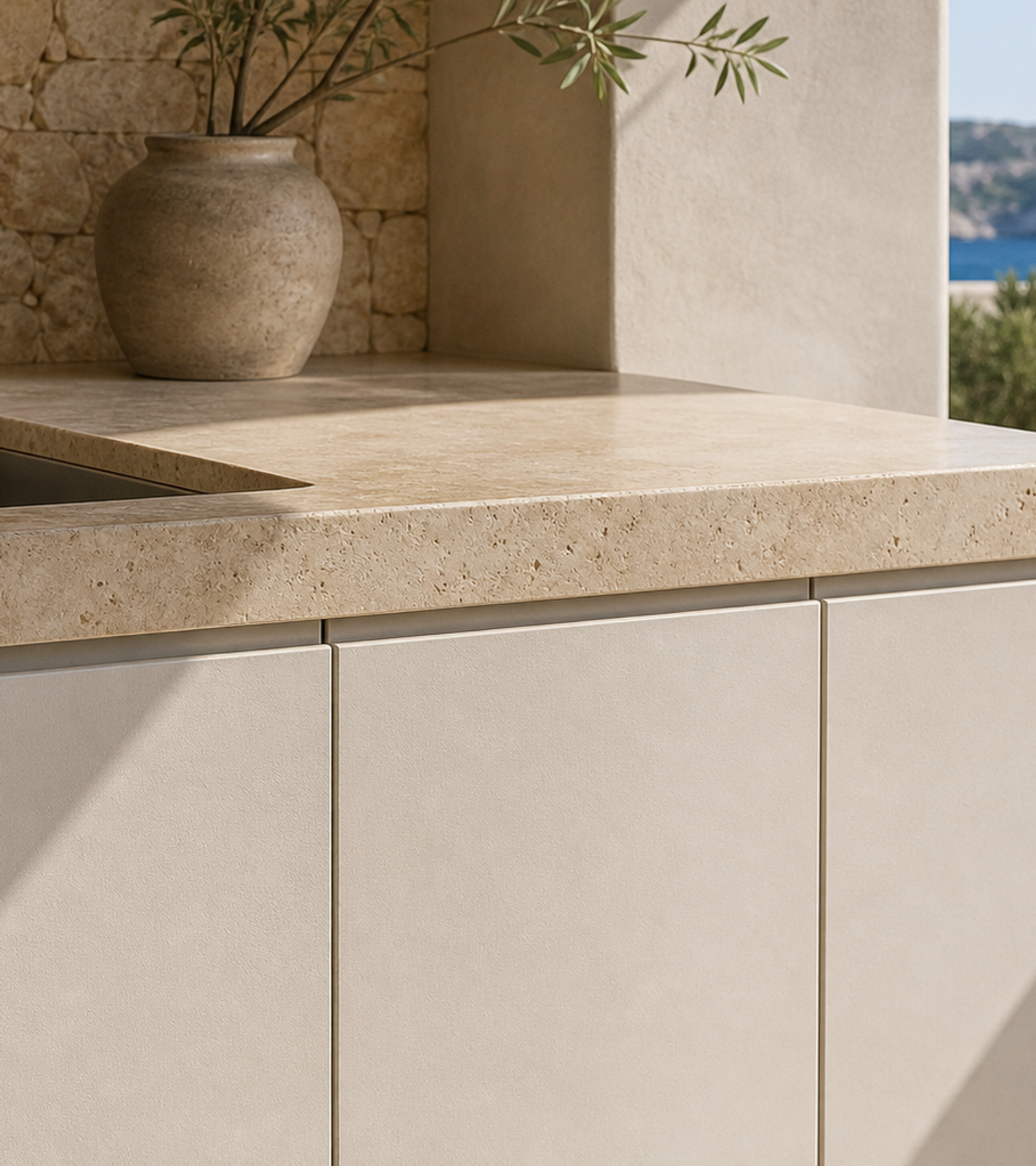Fadior Meridian Kitchen Suite with Diamond Clean Sink Gallery — close-up of stainless steel finish and hardware detail