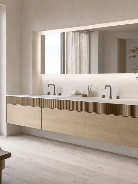 Suite de Baño y Tocador Verve con Barra Mezcladora Acanalada