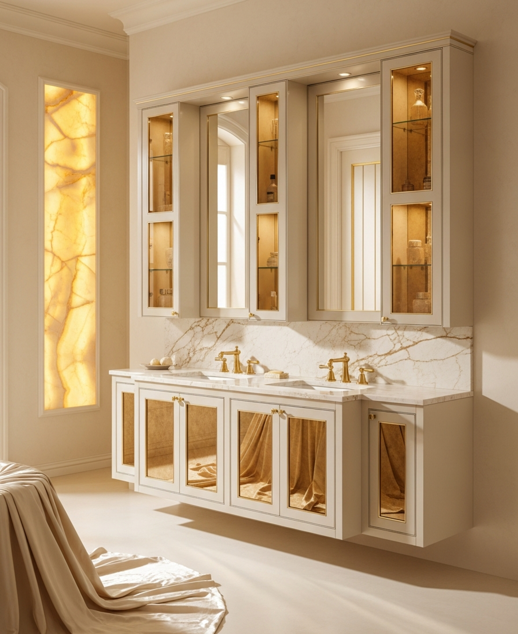 Fadior Acqua Bath and Vanity Suite — 304 stainless steel bath and vanity system, front view