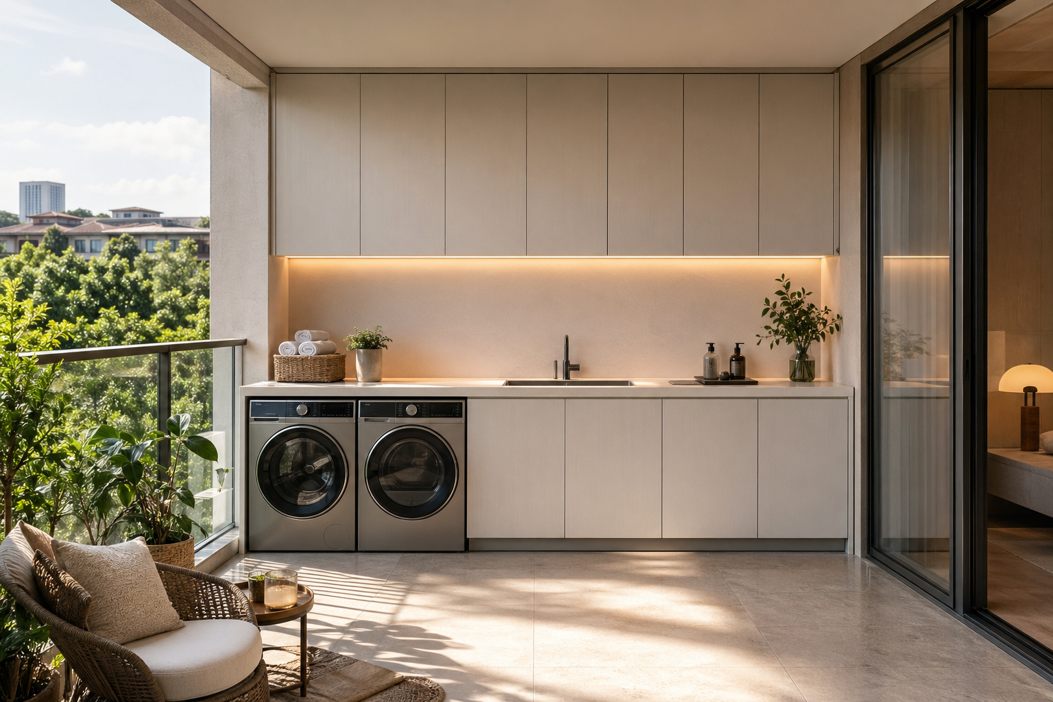 Fadior Aurora Balcony Suite with Lantern Utility Horizon — lifestyle setting with natural light and residential styling
