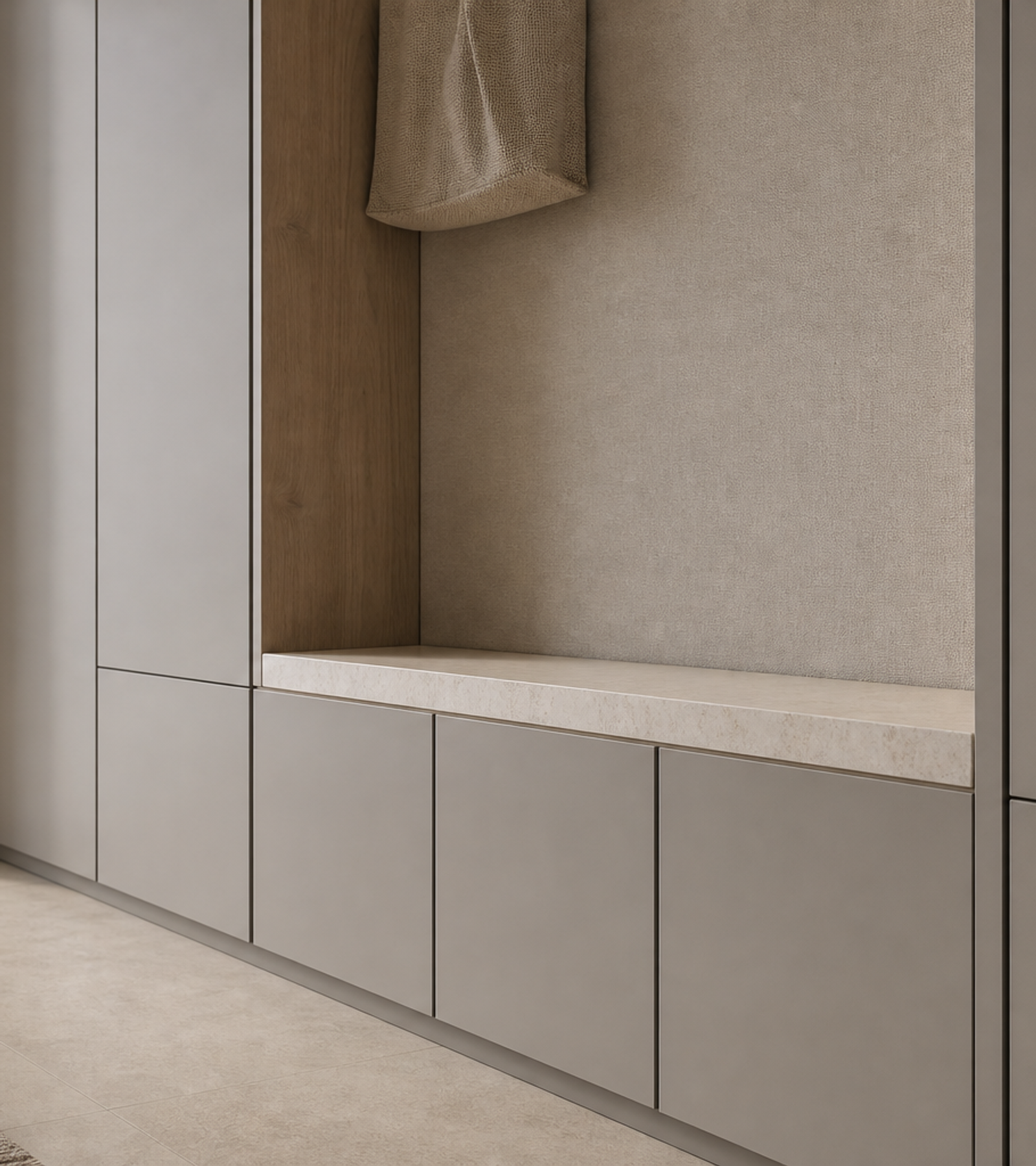 Fadior Loggia Precision Arrival Service Wall — close-up of stainless steel finish and hardware detail
