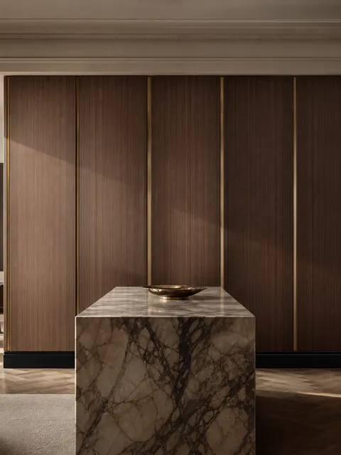 Suite de Paneles de Pared Miroir con Plano Deslizante de Perla Estriada