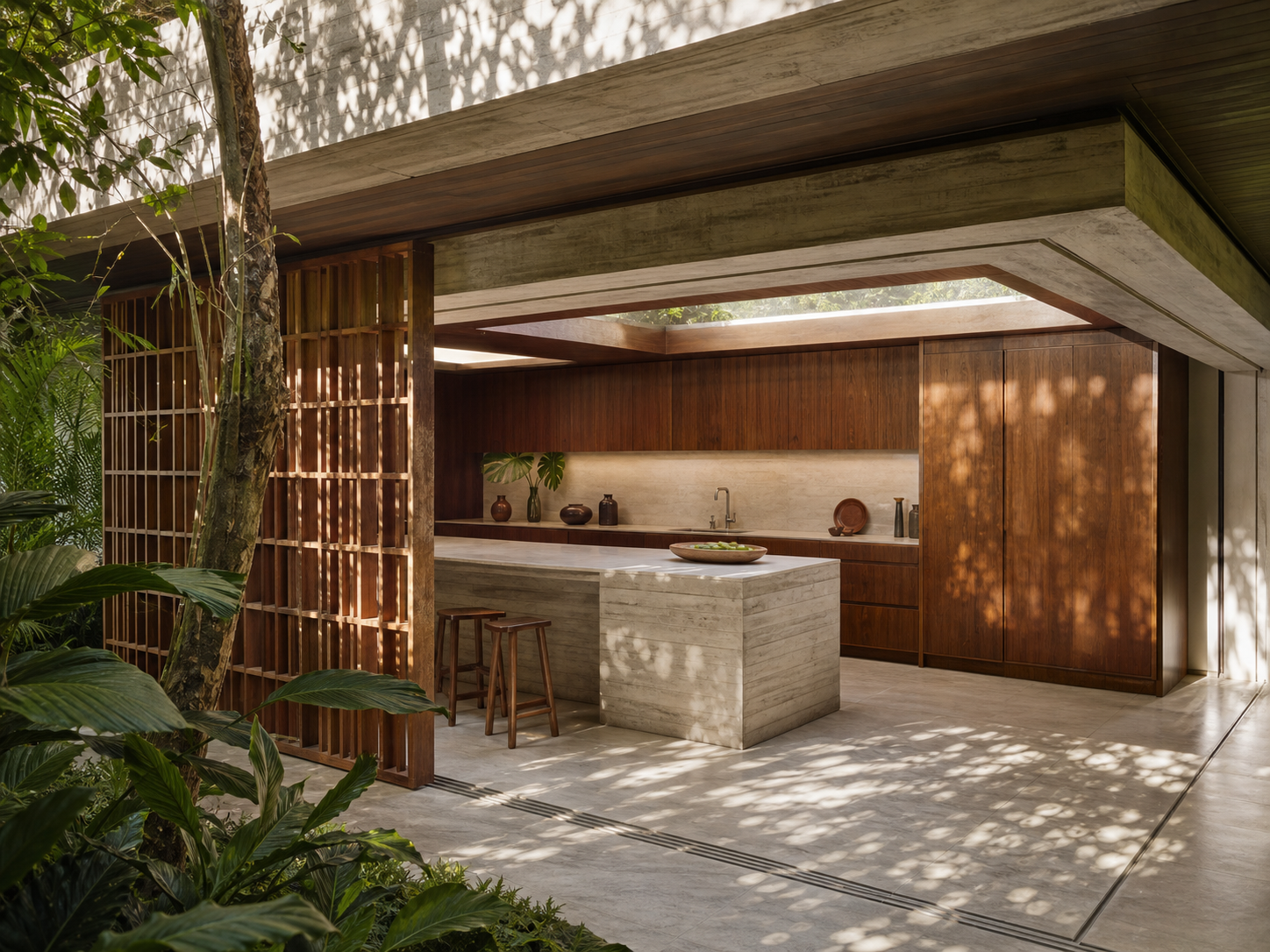 Fadior Solace Kitchen Suite with Skylit Baking Counter Run — interior room context showing cabinet integration