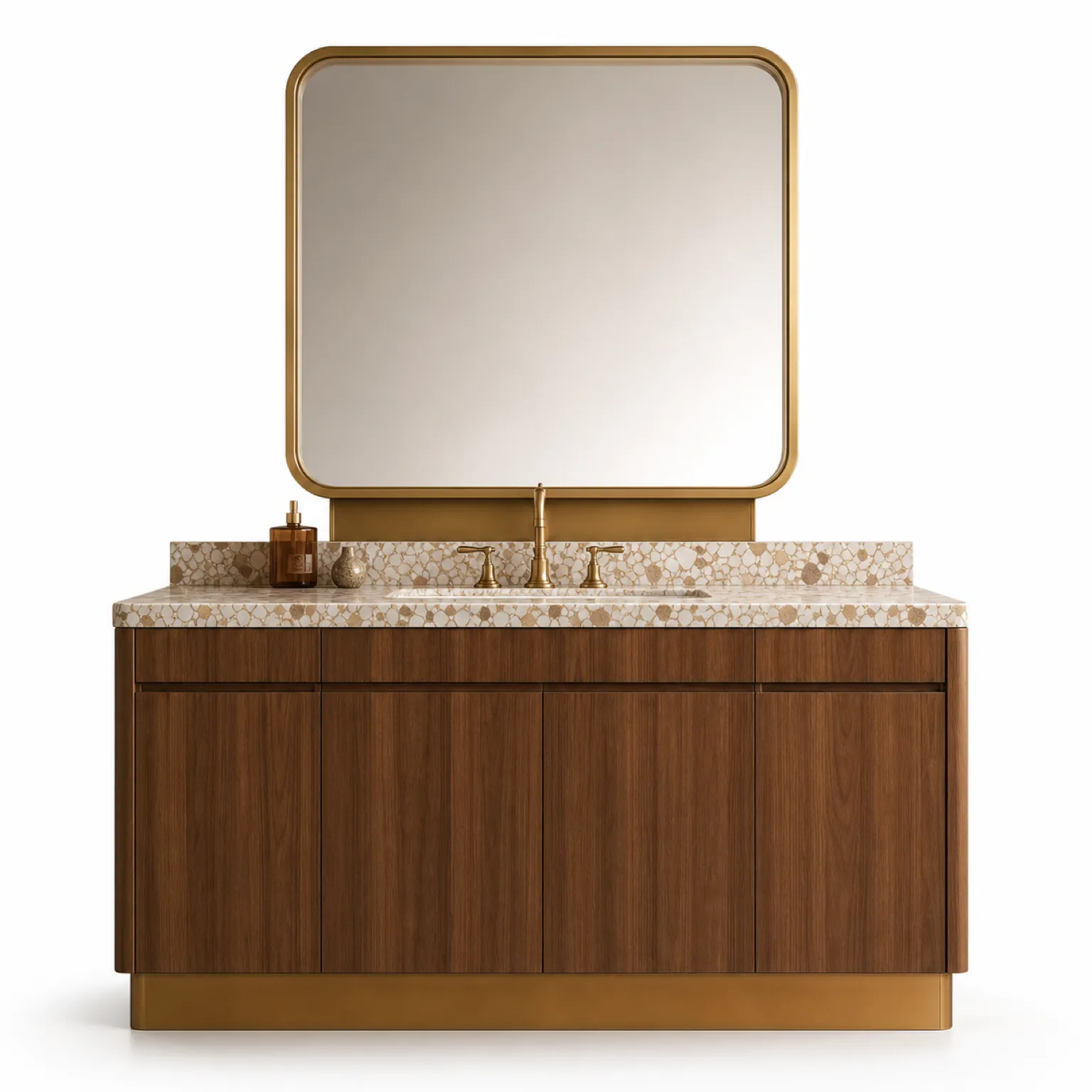 Suite de Baño y Tocador Verve con Peana de Espejo en Bronce vista principal