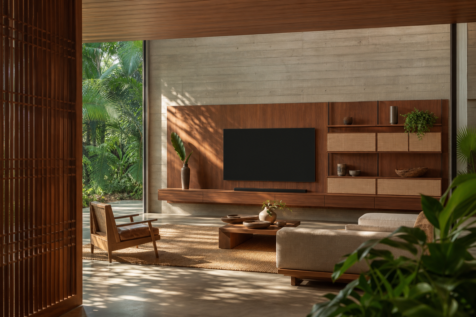Fadior Galleria Living Room Suite with Suspended Listening Rail — interior room context showing cabinet integration