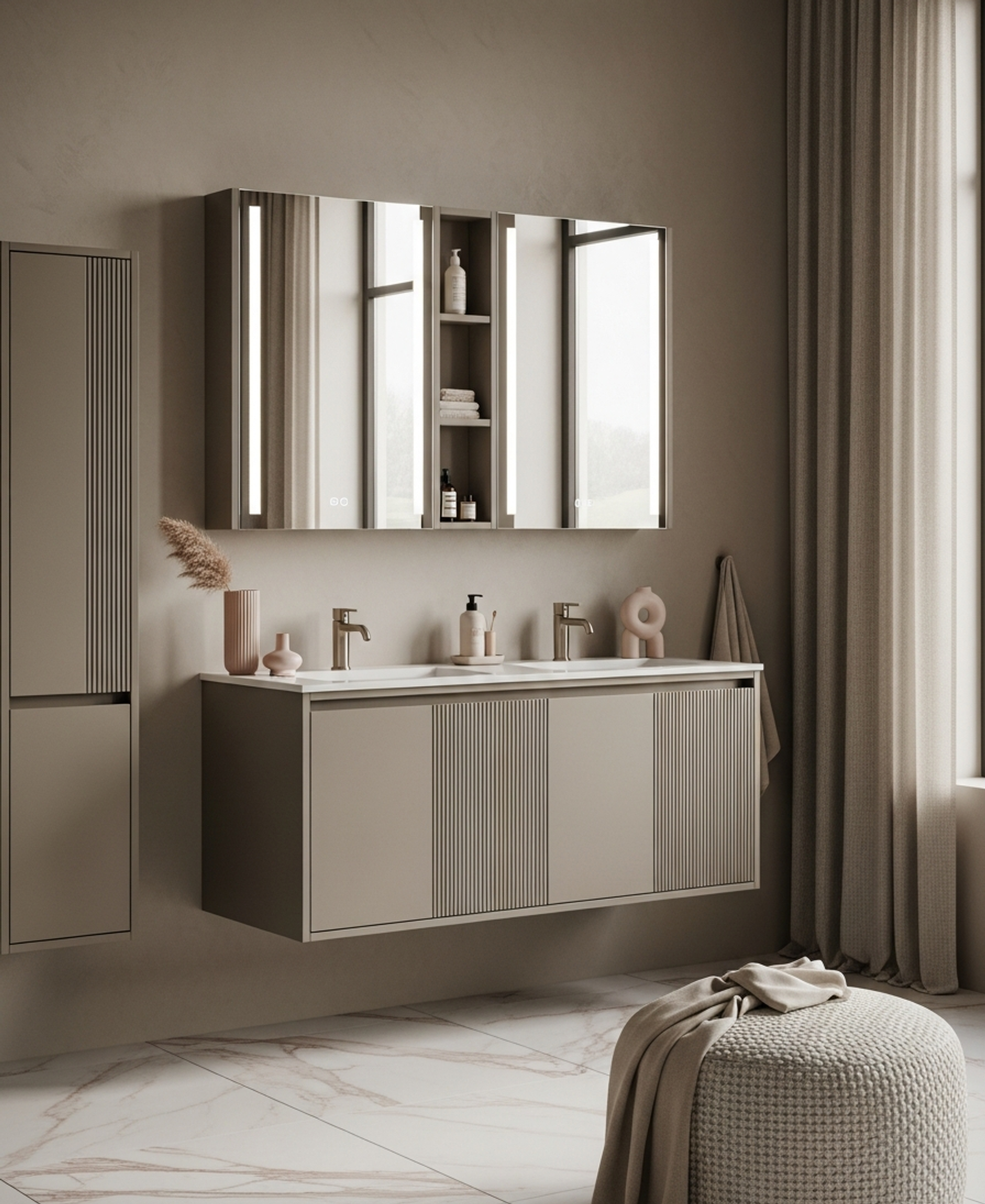 Fadior Acqua Bath and Vanity Suite — 304 stainless steel bath and vanity system, front view