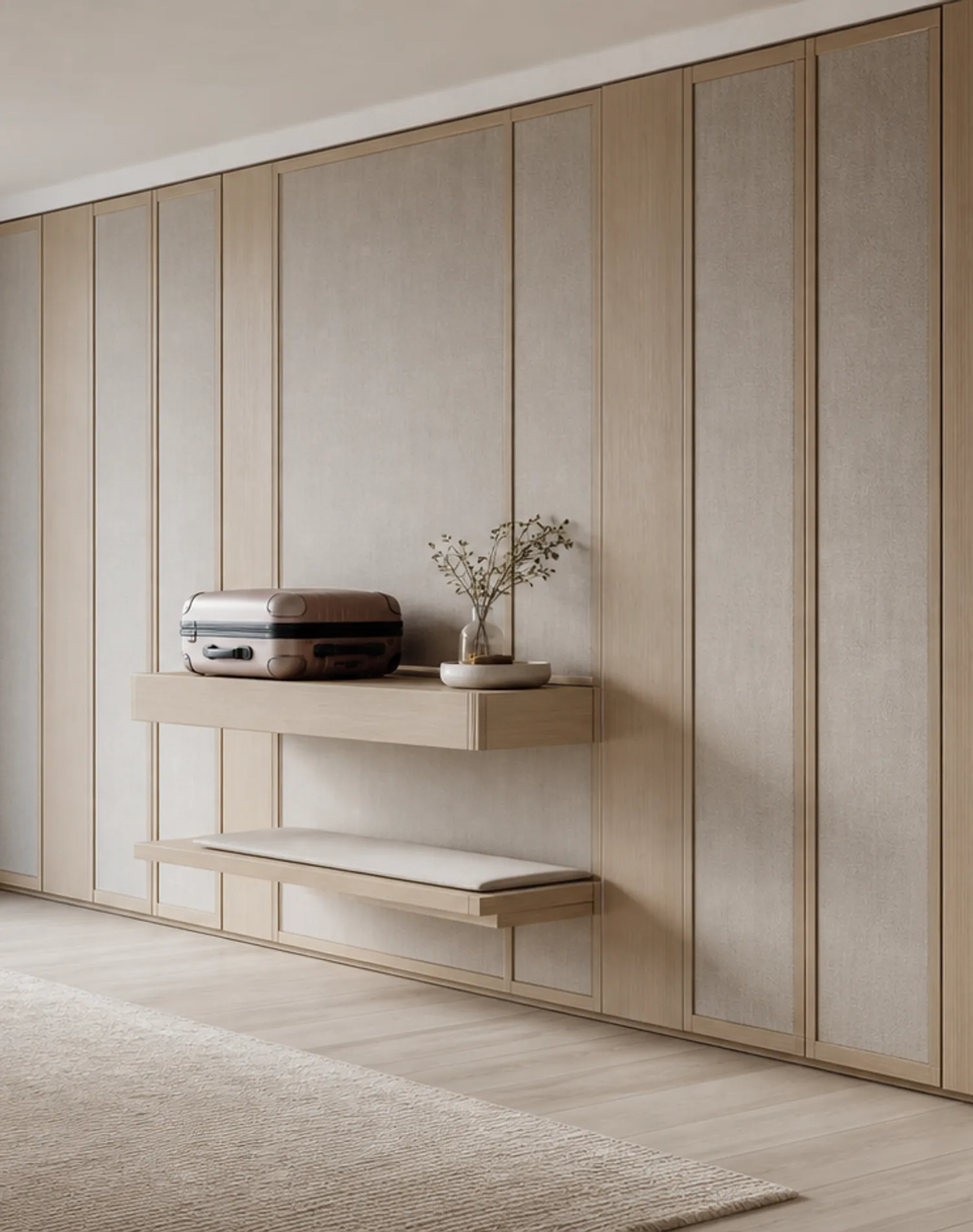 Suite de Armario Canopy con Muro Flotante de Valet para Equipaje estudio de adaptación