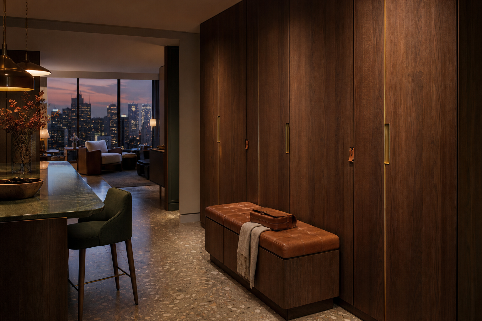 Fadior Eclipse Wardrobe Suite with Jury-Caliber Packing Portal — interior room context showing cabinet integration