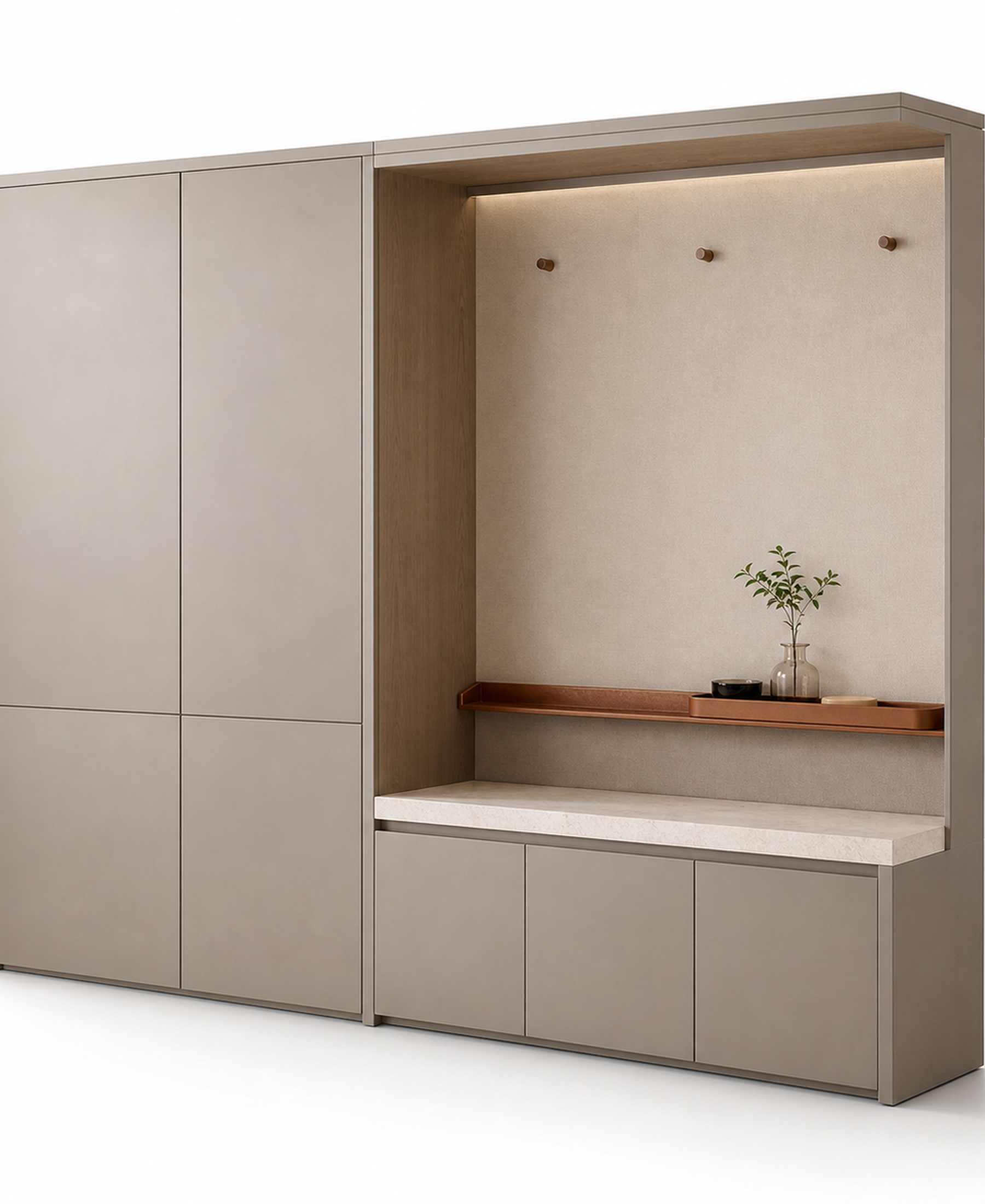 Fadior Savile Entryway Suite with Saddle Tray Bench — 304 stainless steel entryway system, front view