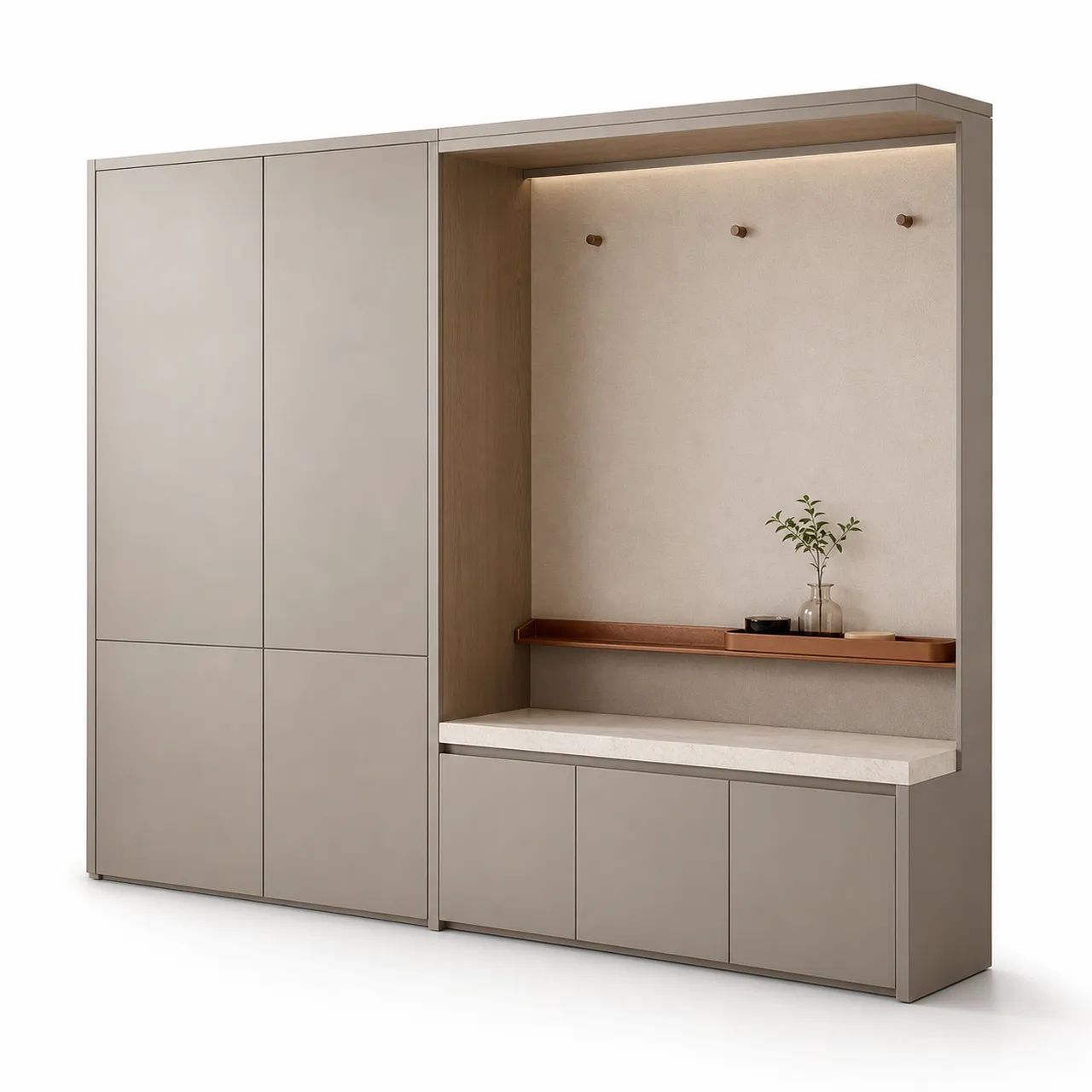 Fadior Savile Entryway Suite with Saddle Tray Bench — 304 stainless steel entryway system, front view