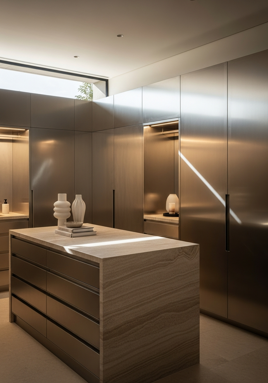 Fadior Sydney Harbour Villa — master wardrobe with stainless steel system
