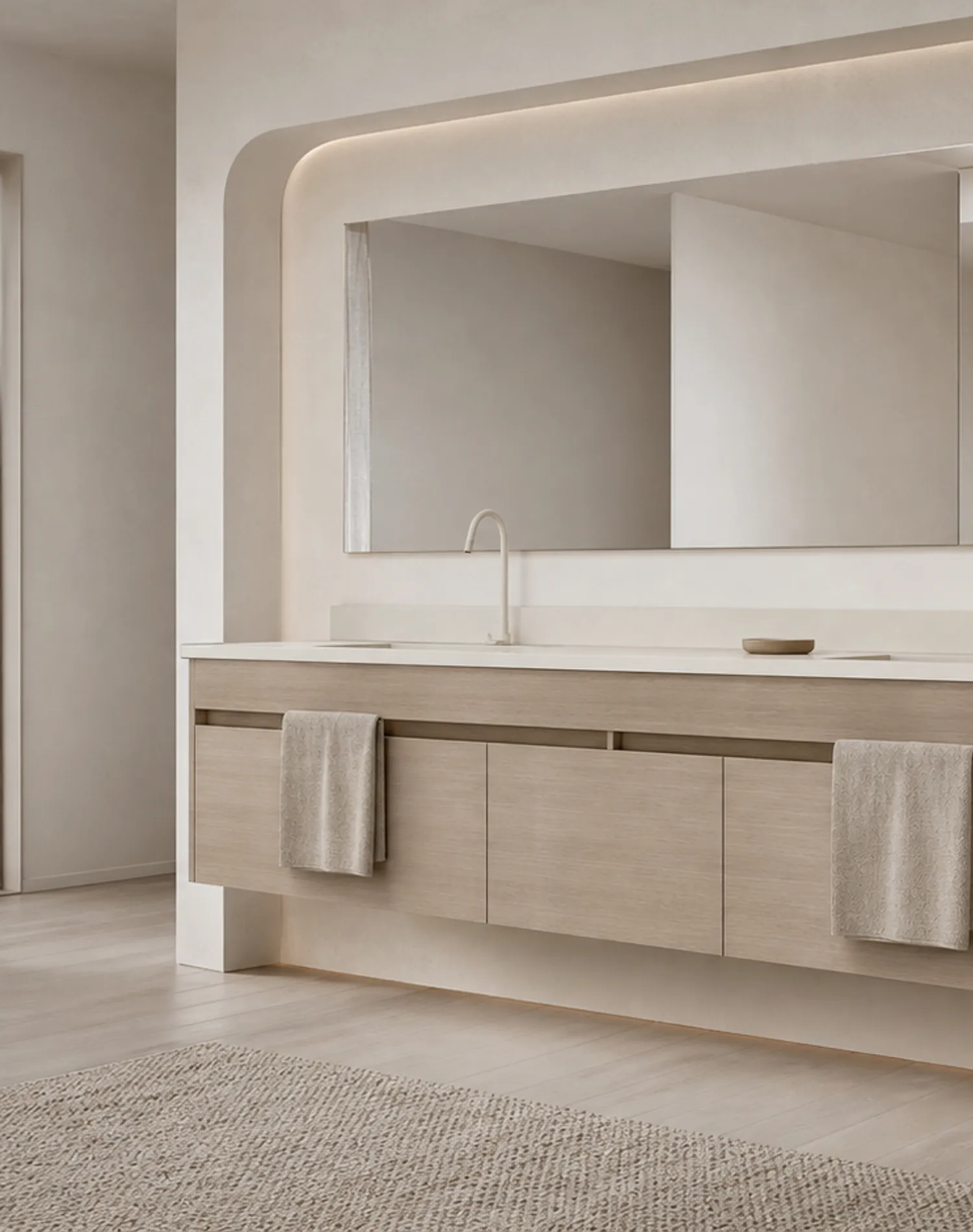 Suite de Tocador Voyage Bath con Tocador Flotante de Toallero estudio de adaptación