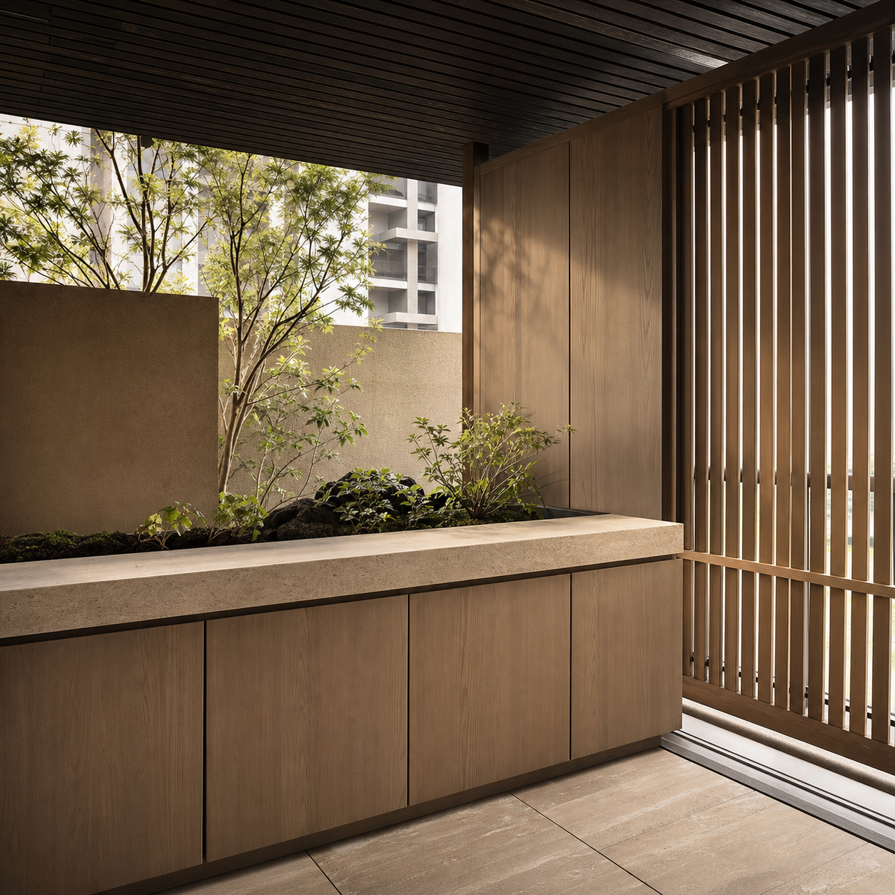 Fadior Dusk Shadowline Planter Bench — close-up of stainless steel finish and hardware detail
