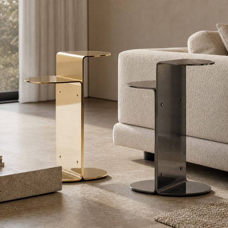 Side Table (Mirror stainless steel) styled in a FADIOR HOME interior setting