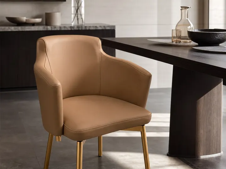 Silla de comedor de acero inoxidable pavonado