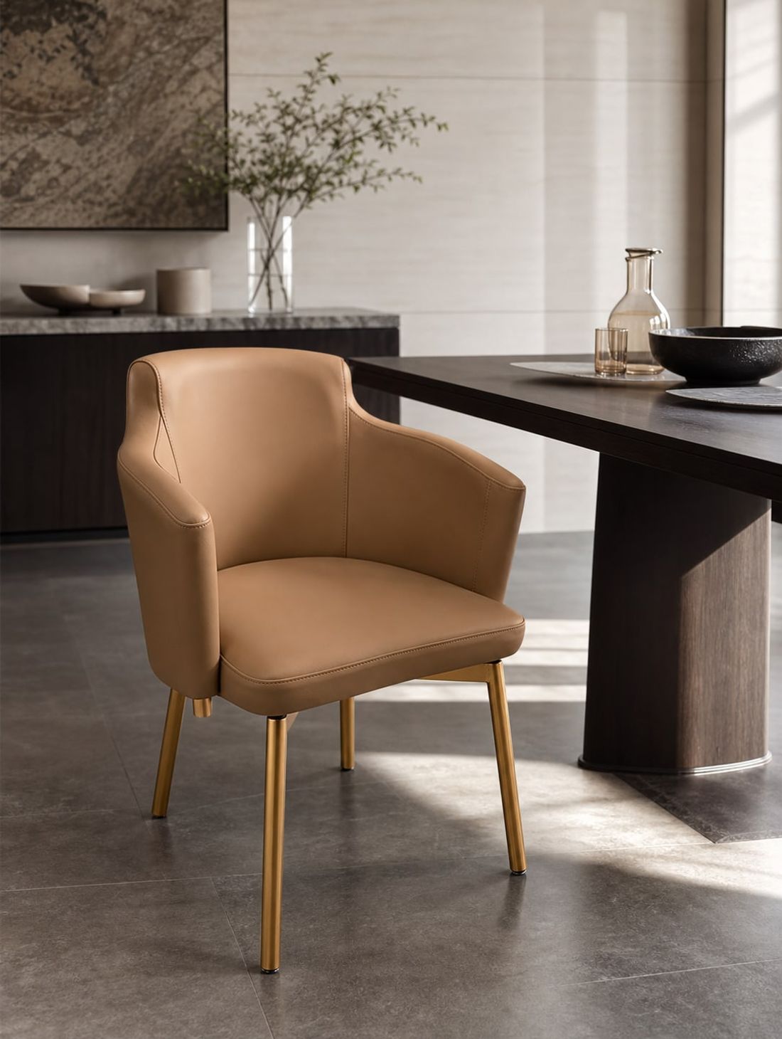 Dining Chair (Gun stainless steel) styled in a FADIOR HOME interior setting
