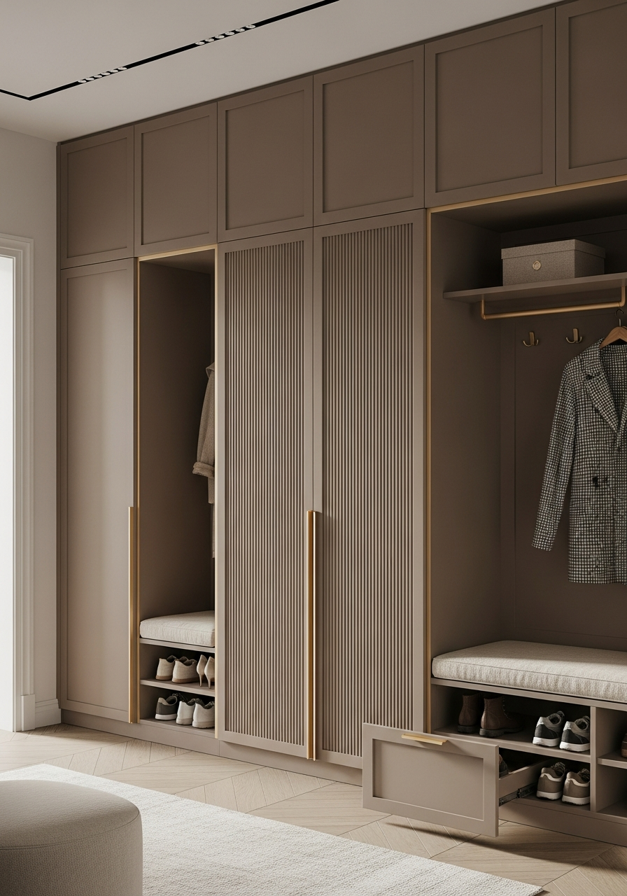 Fadior Archetype Entryway Console — interior room context showing cabinet integration