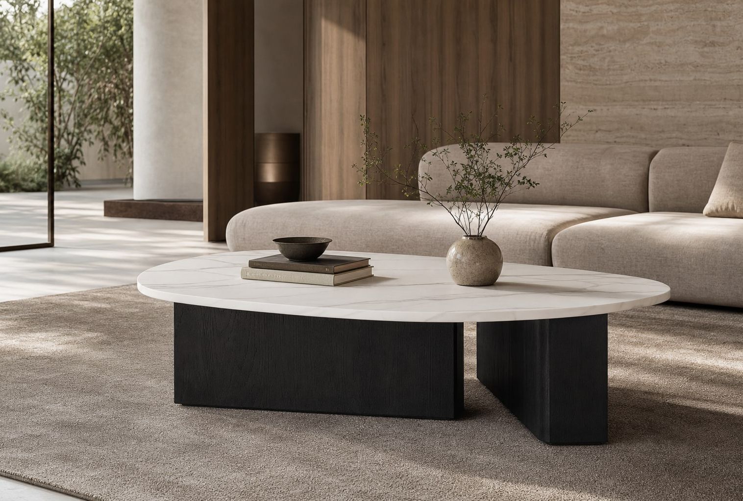 Stone-Top Coffee Table 900*680*420 styled in a FADIOR HOME interior setting