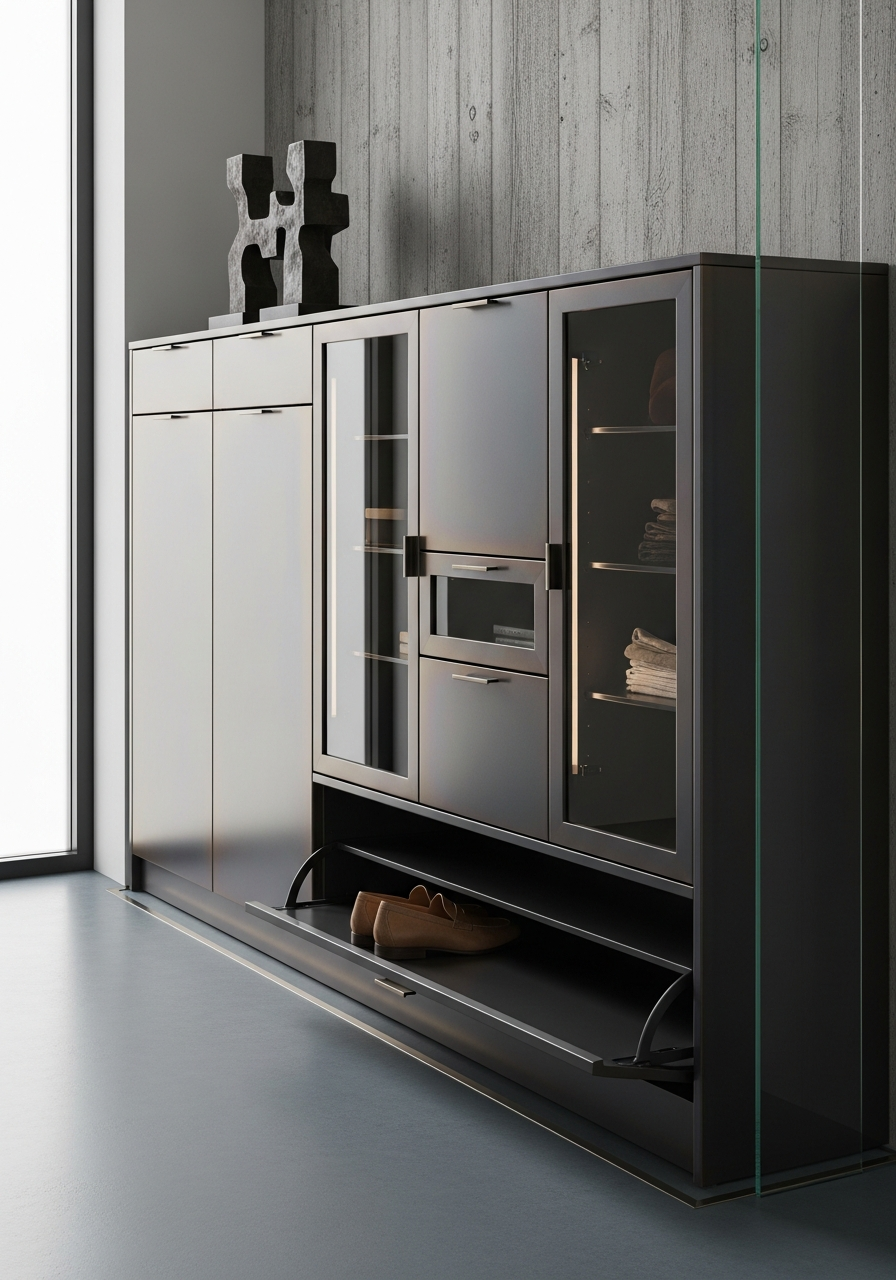 Fadior Archetype Entryway Suite — close-up of stainless steel finish and hardware detail