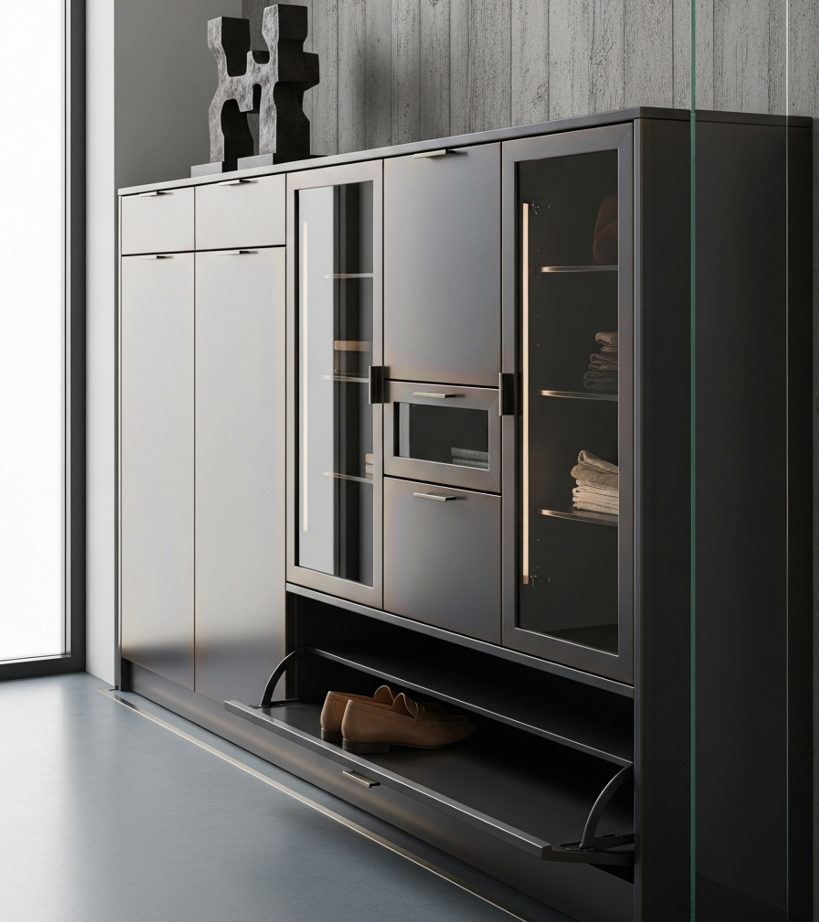 Fadior Archetype Entryway Suite — close-up of stainless steel finish and hardware detail