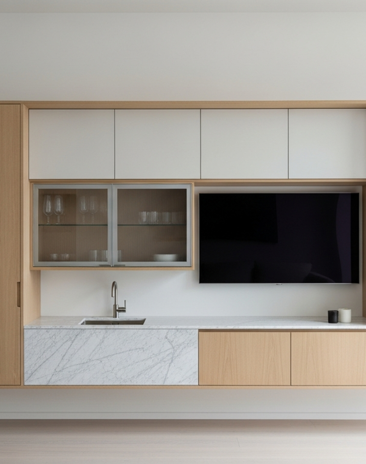 Fadior Essence Media Console — lifestyle setting with natural light and residential styling