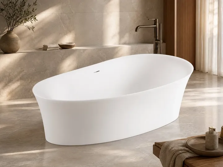 Bañera exenta acrílica en forma de pétalo
