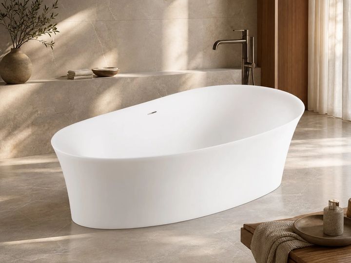 Freestanding Bathtub styled in a FADIOR HOME interior setting