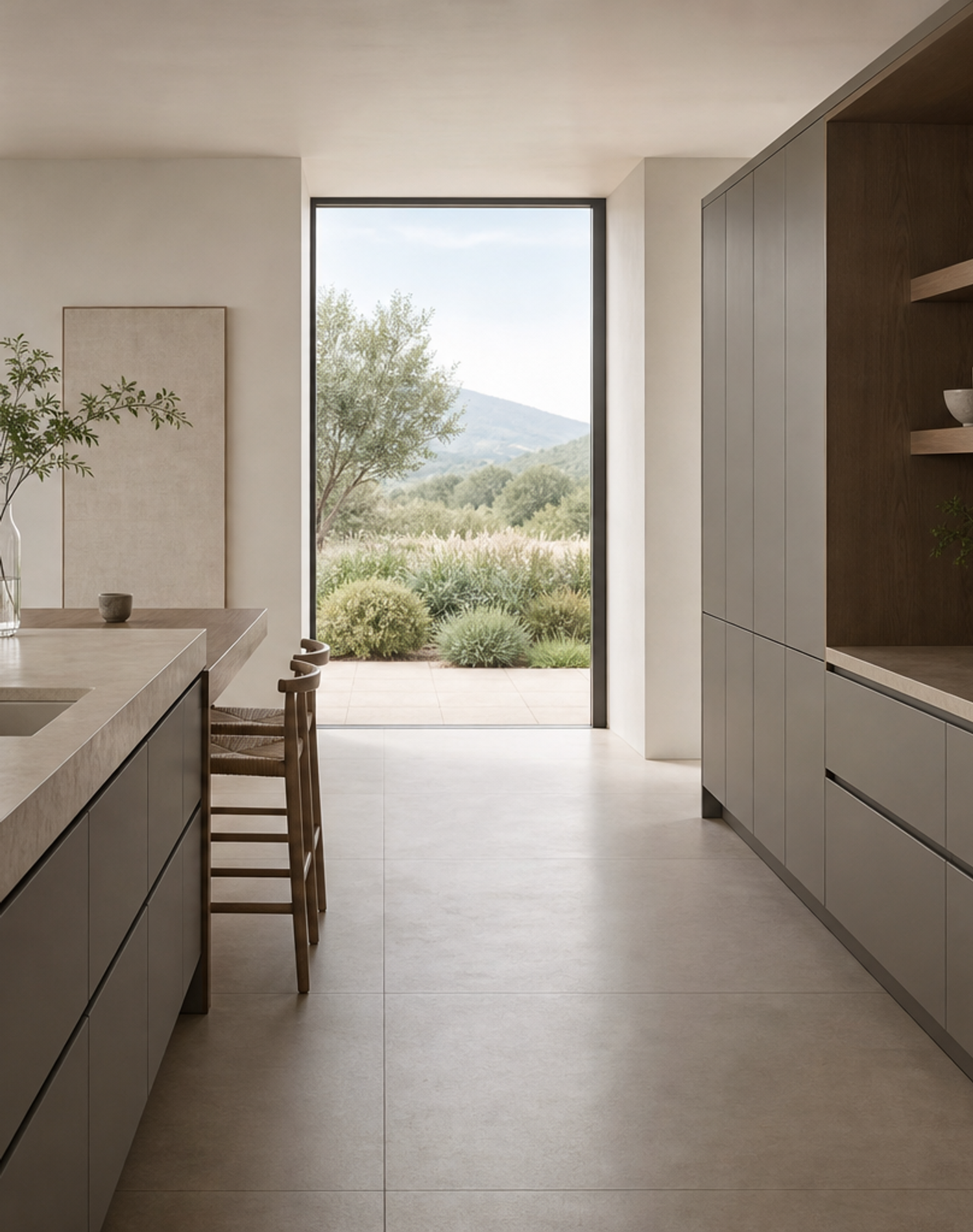 Fadior Forge Kitchen Suite with Courtyard Breakfast Ledge — interior room context showing cabinet integration